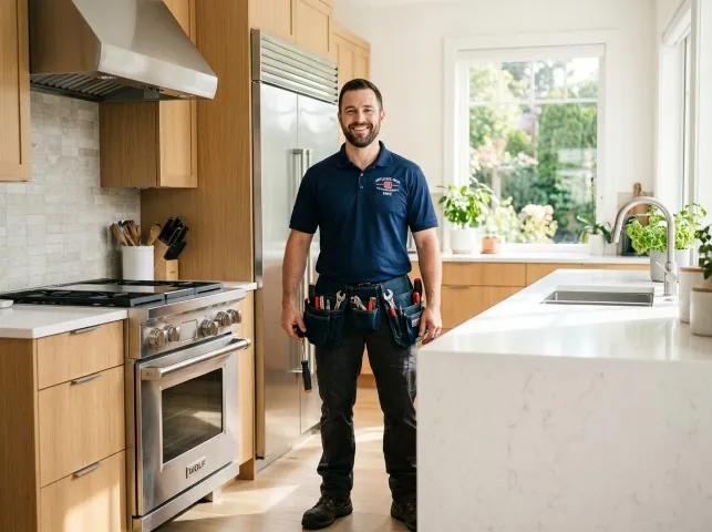 Appliance Repair Hero technician in a Alloway, NJ kitchen after an appliance repair
